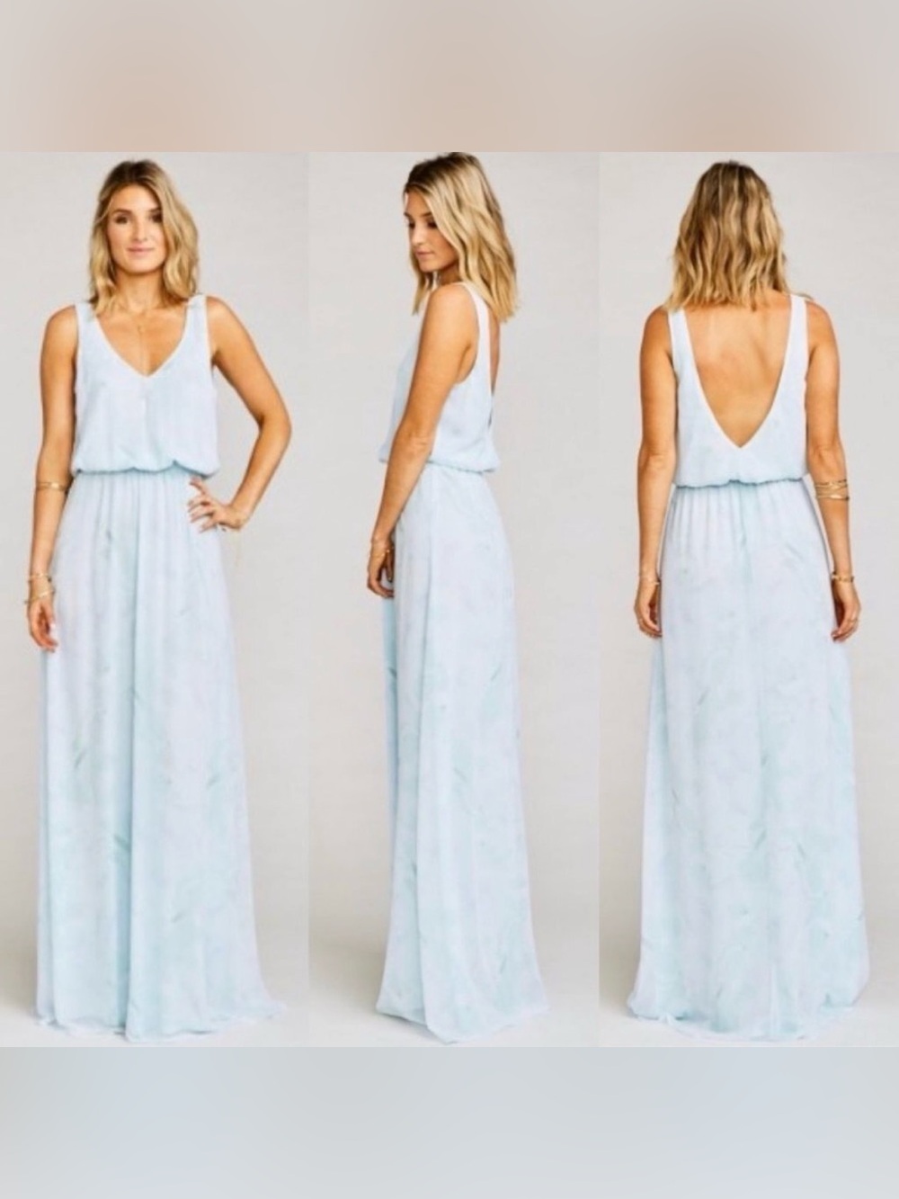 NWT Show Me Your Mumu Kendall Maxi Dress Baby Blue Gown Size XXS Bridesmaid Boho